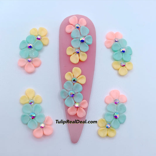 HANDMADE 3D Pastel Acrylic Flowers 4pcs