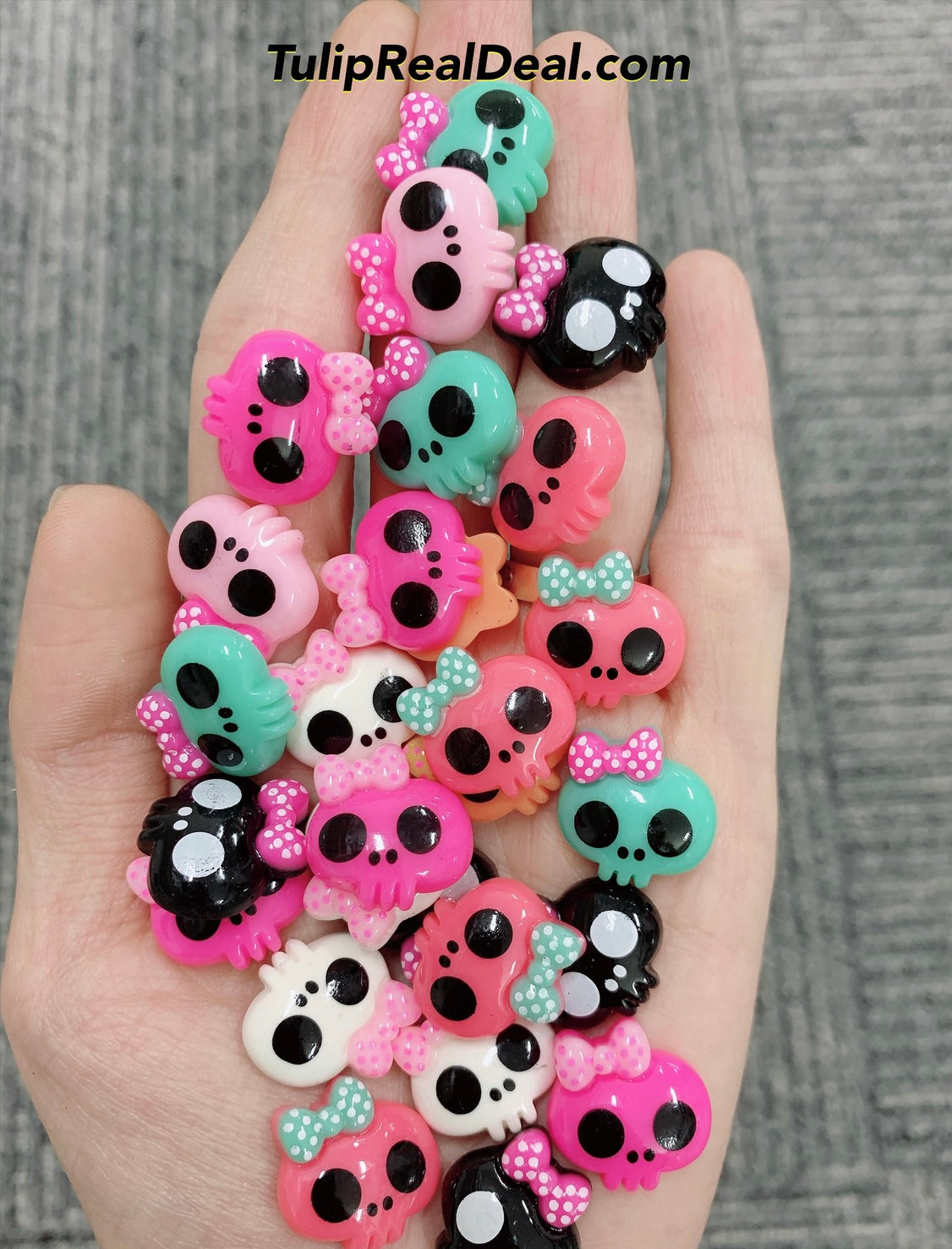 3D Halloween Skull Bows charms 8pcs