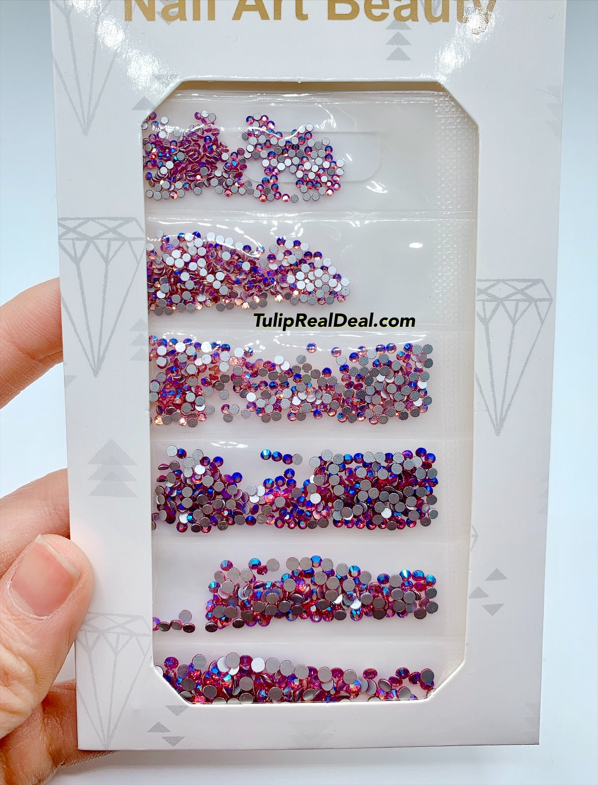 Violet Flatback Rhinestones; Mixed Size