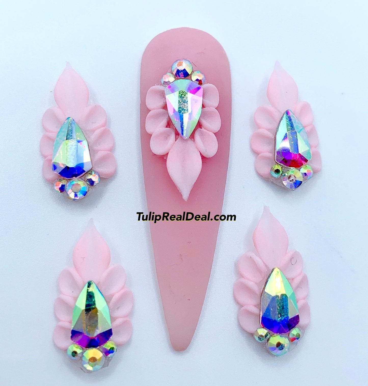 HANDMADE 3D Bling PINK Acrylic Flowers