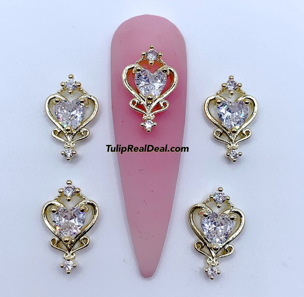 Zircon Bling Heart charms 5pcs