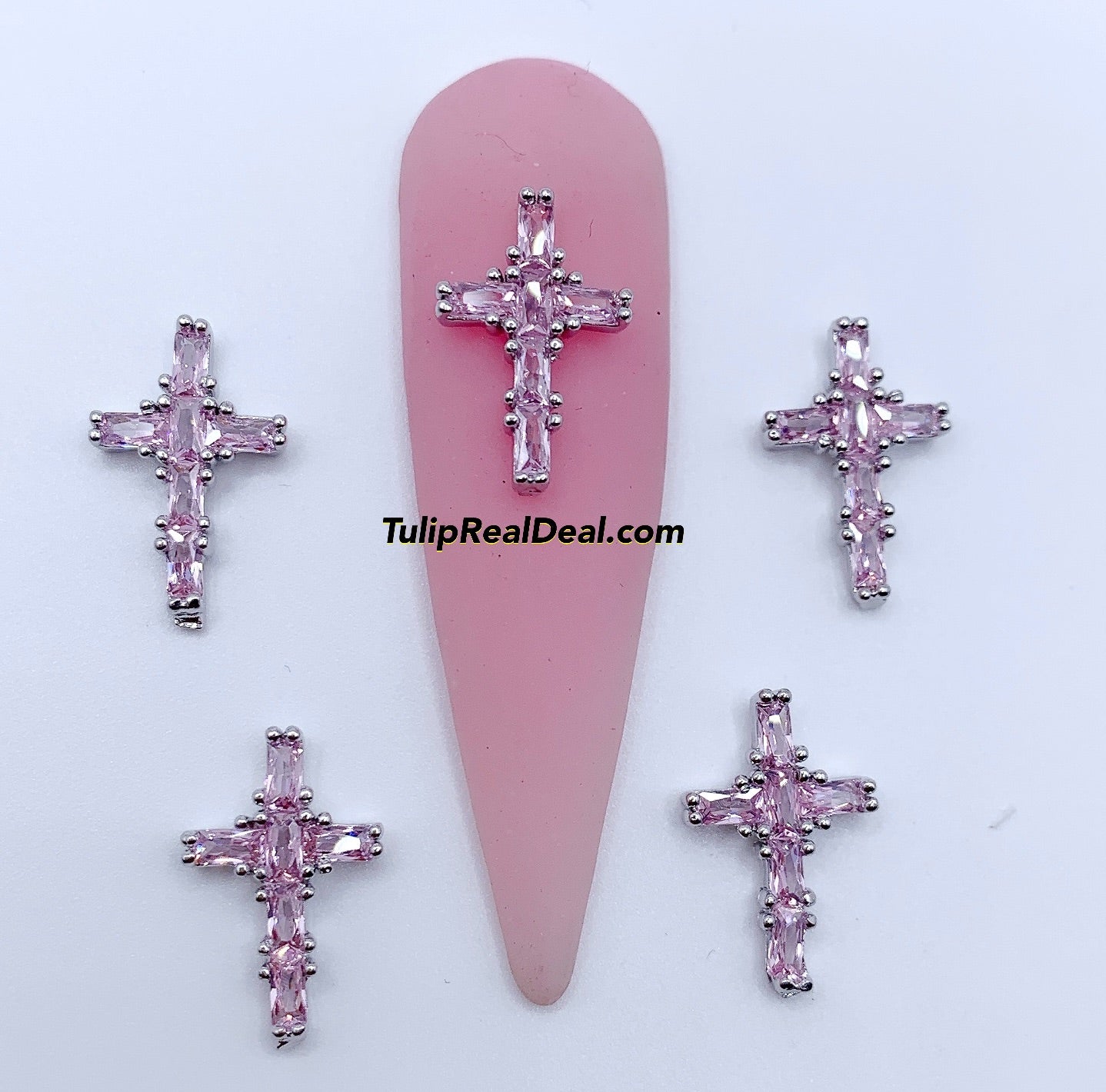 Zircon PINK Bling cross charm