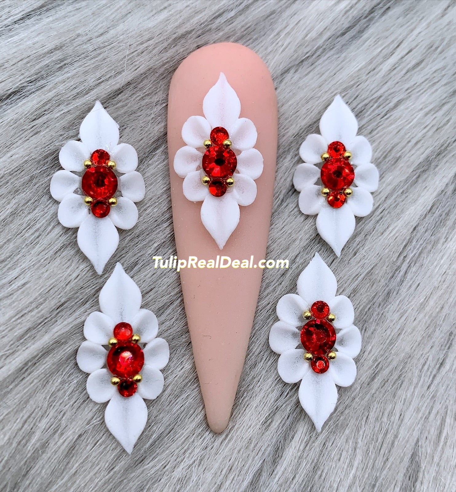 Red and white 3D flower
