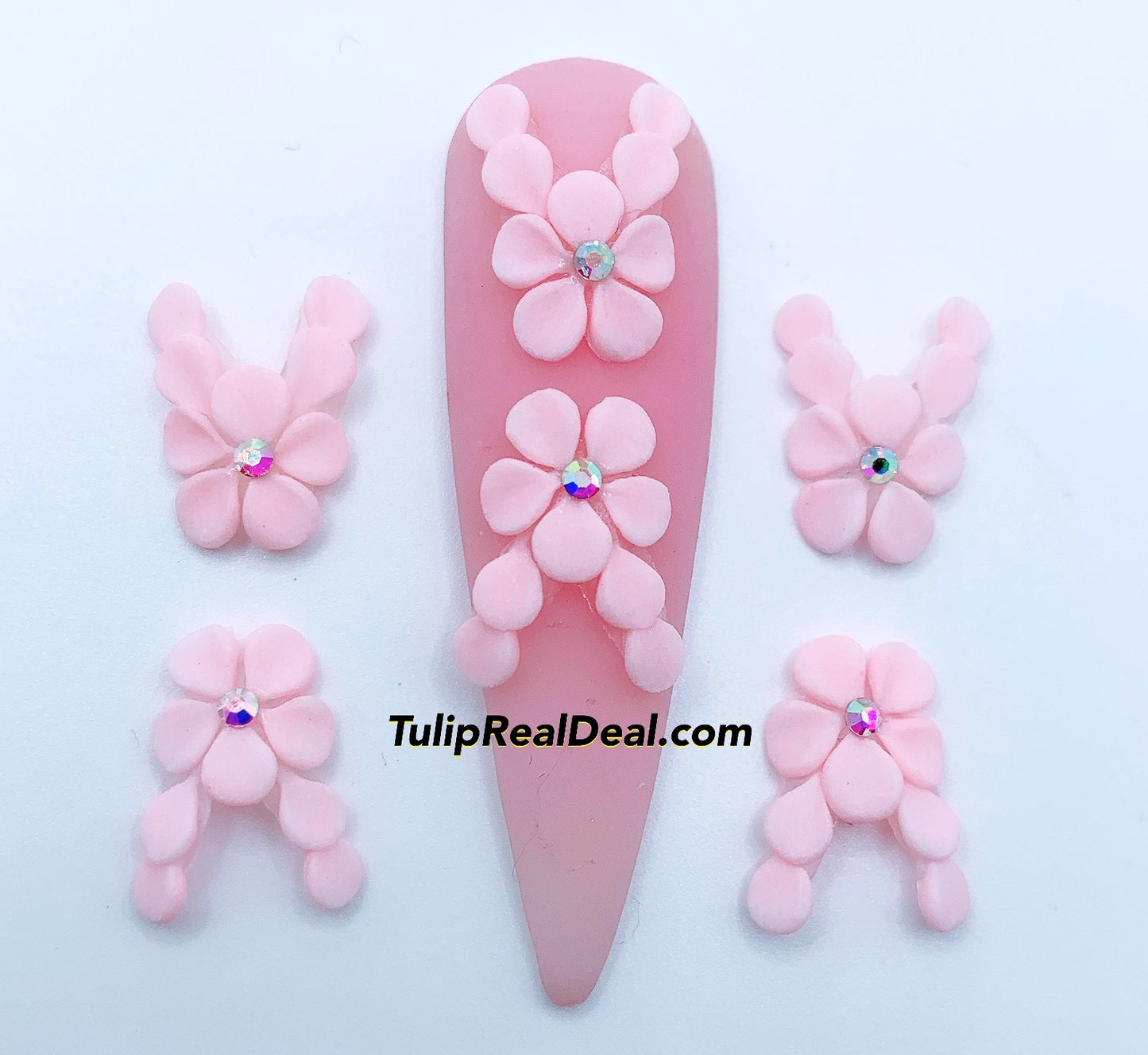 HANDMADE 3D Bling PINK Acrylic Flowers
