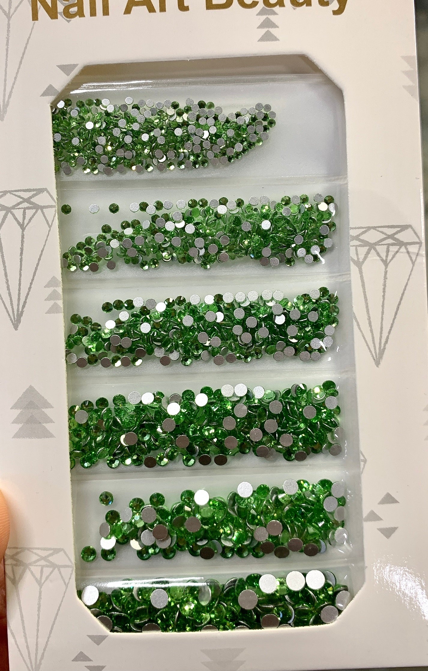 Mixed Crystal Flatback Assorted Pack - Kelly Green