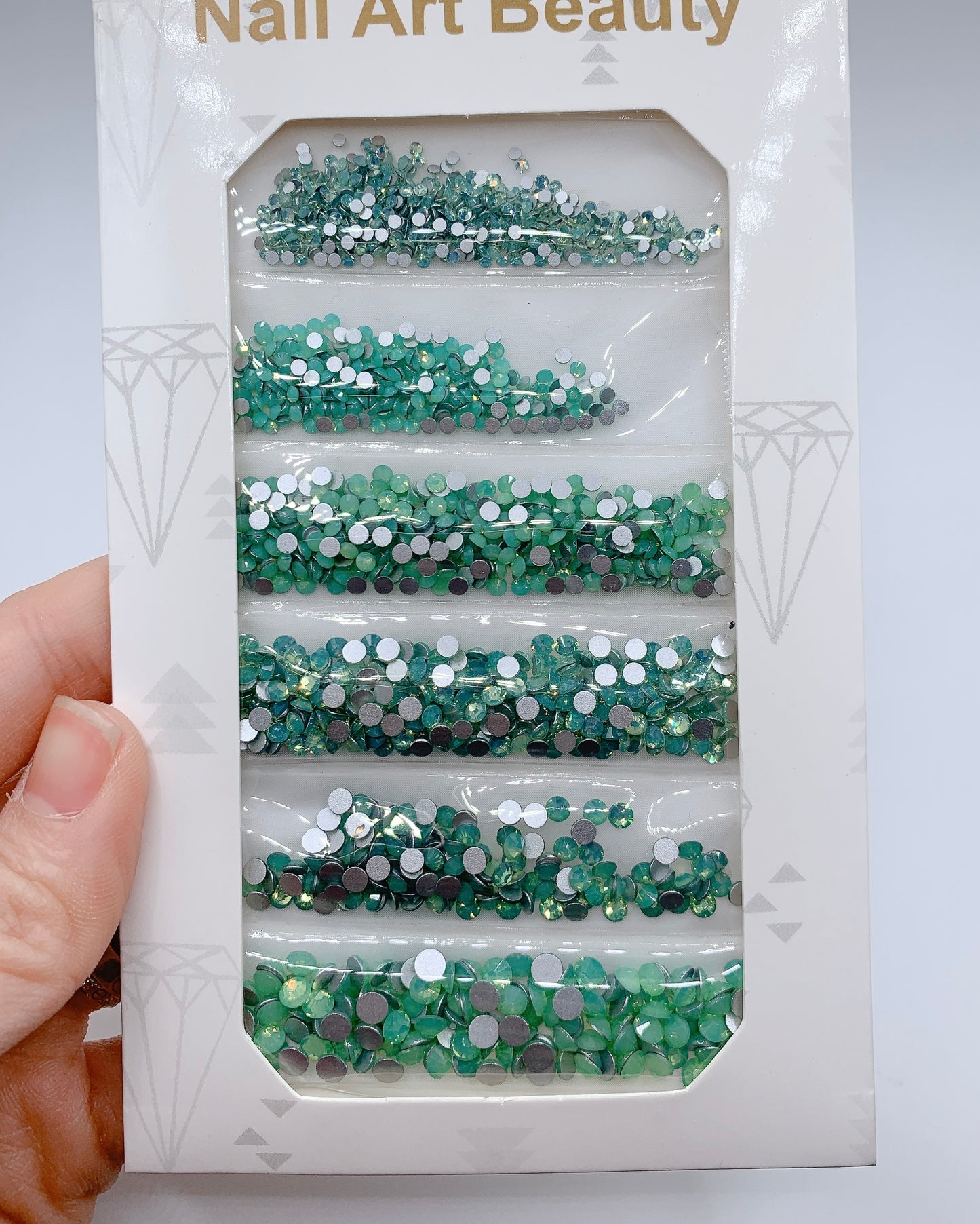 Green Opal Flatback Rhinestones Mixed sizes