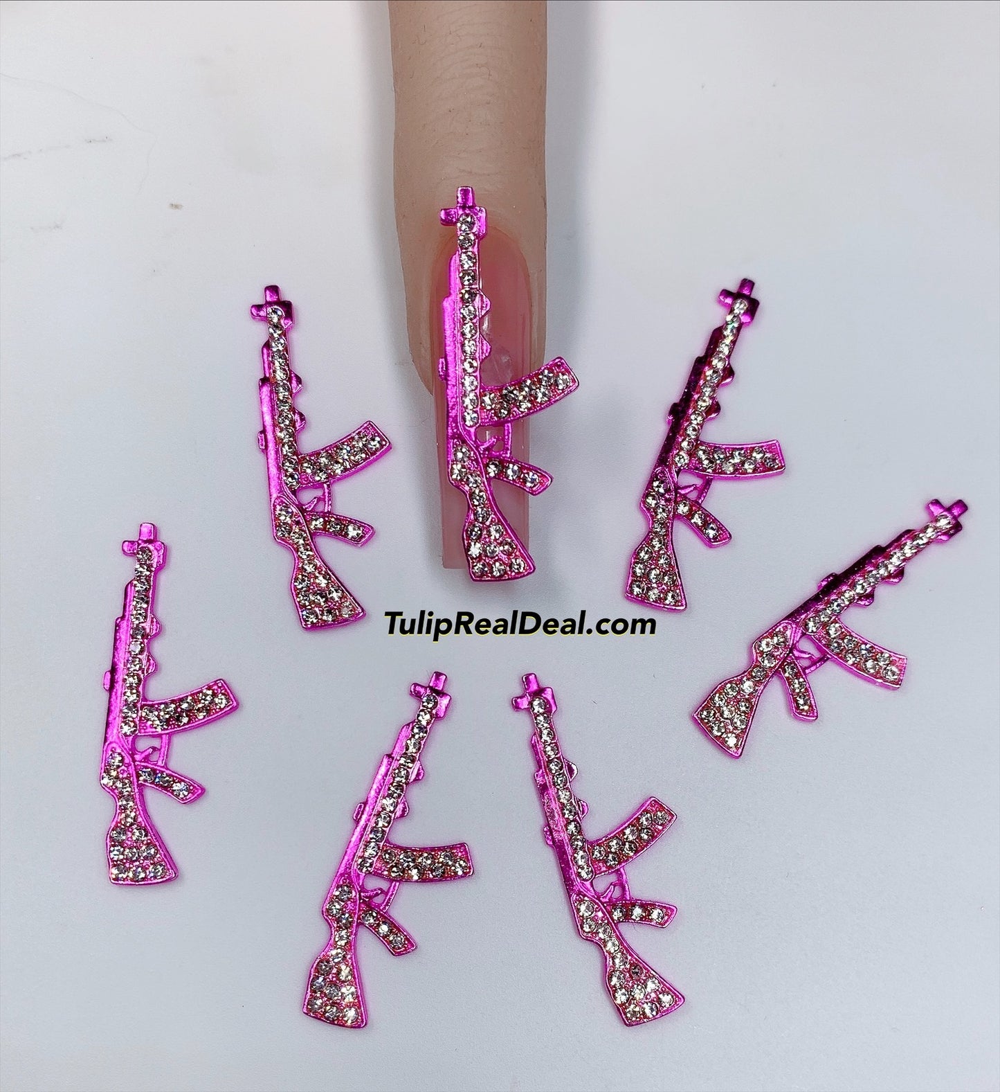 3D Bling AK Gun Nail Charms 4 pieces