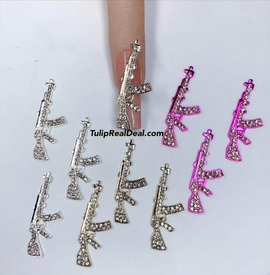 3D Bling AK Gun Nail Charms 4 pieces