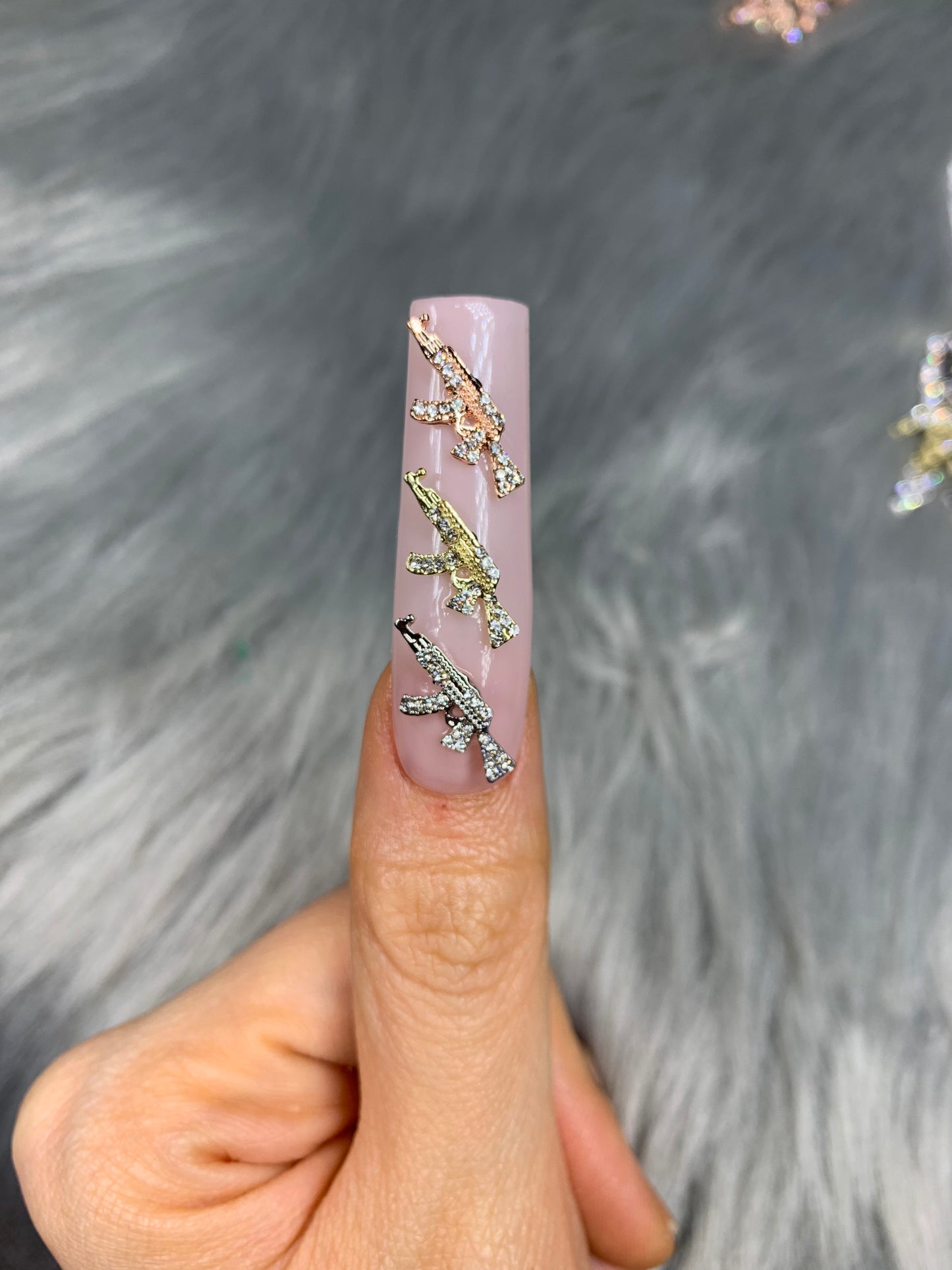 3D Mini Bling Gun Nail Charms 10pcs