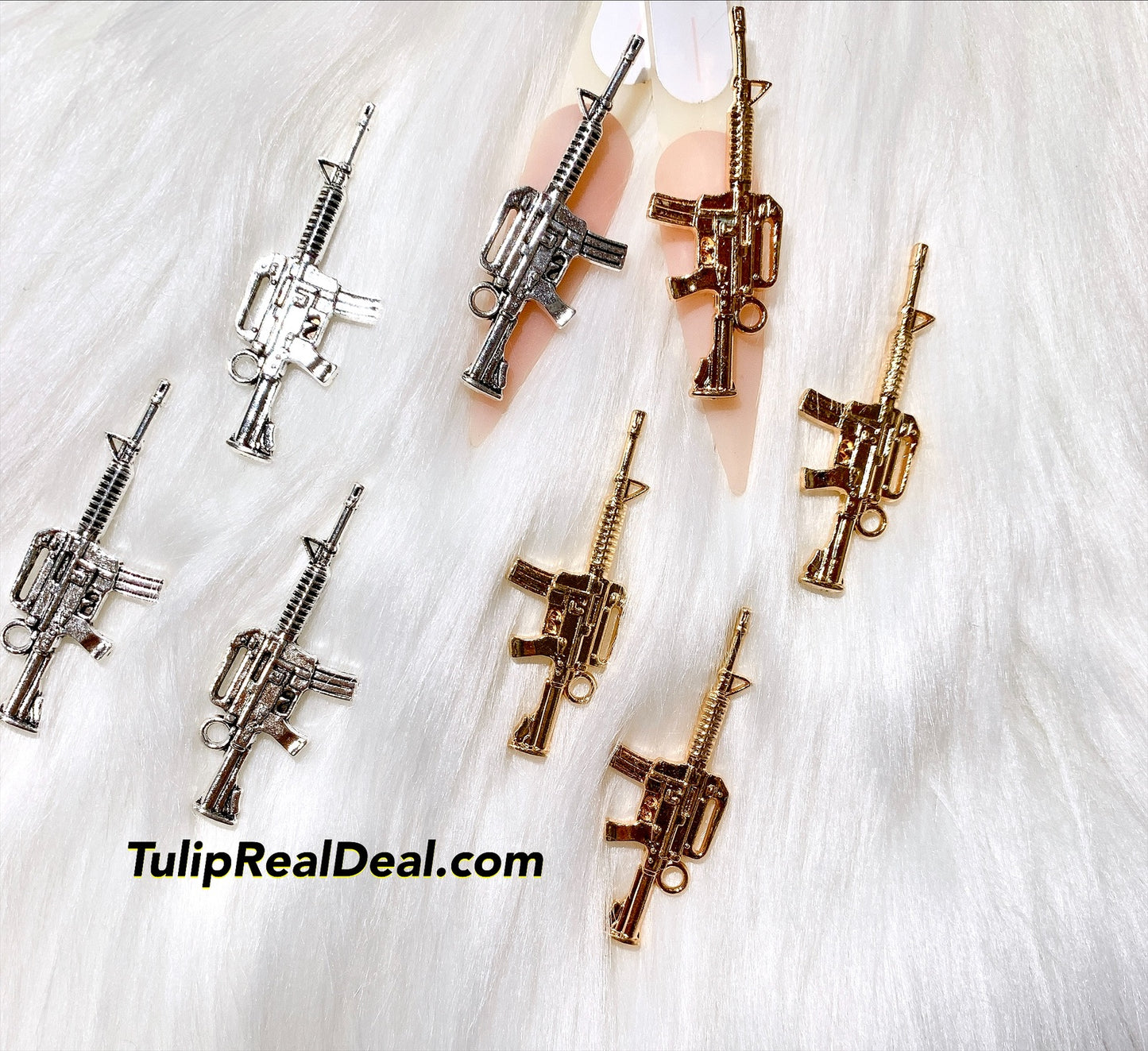 3D Gun Nail Charms 4 pieces