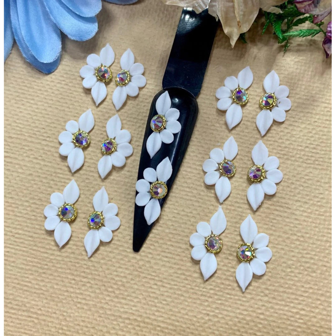 NEW 3D Acrylic White Flowers