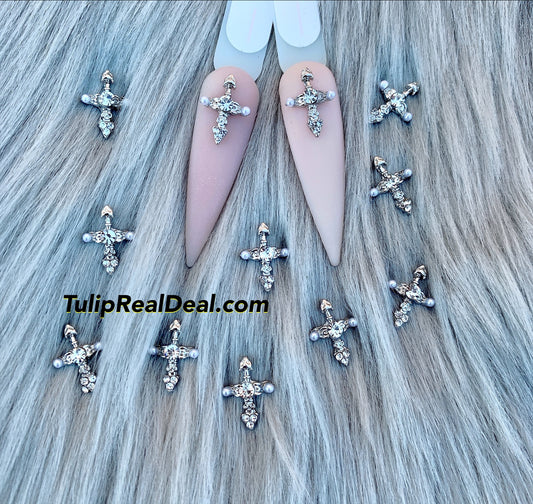 10pcs cross pearl charms