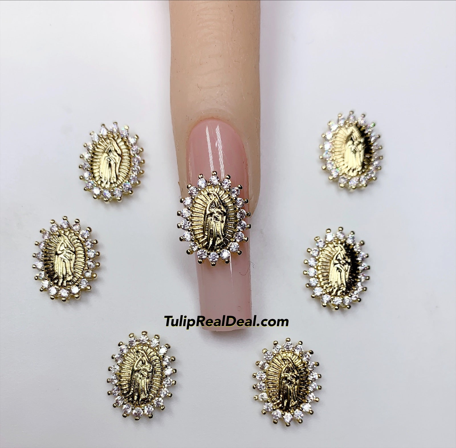 Bling Cross Virgin Mary Guadalupe 3D Nail Charm 10 Pieces