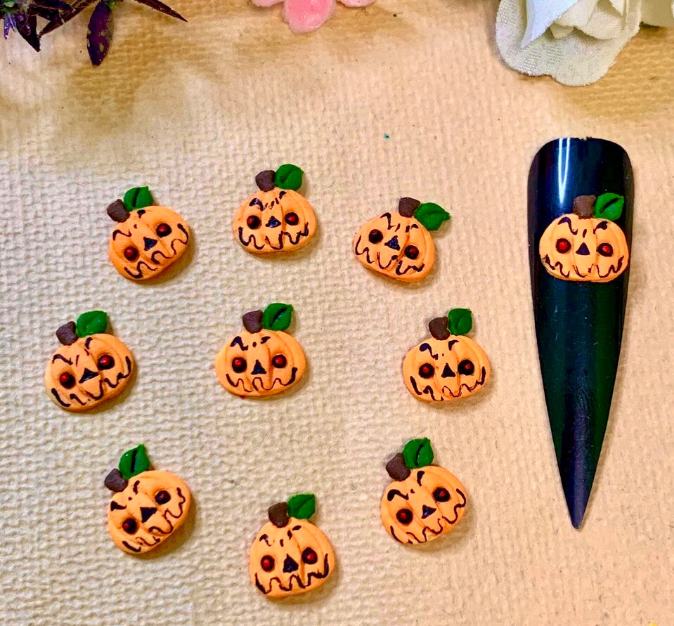 3D Handmade Acrylic Halloween Pumpkin Charms 4pcs