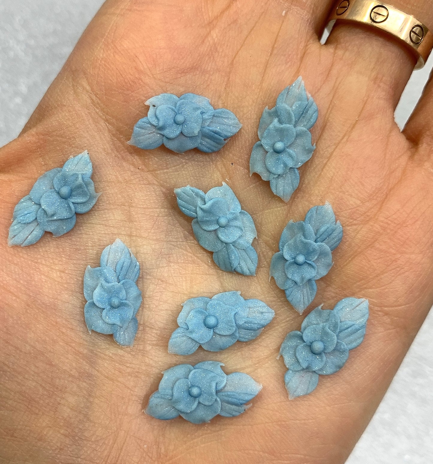 NEW 3D Acrylic BLUE Flowers