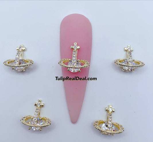 Zircon Planet cross Bling charm