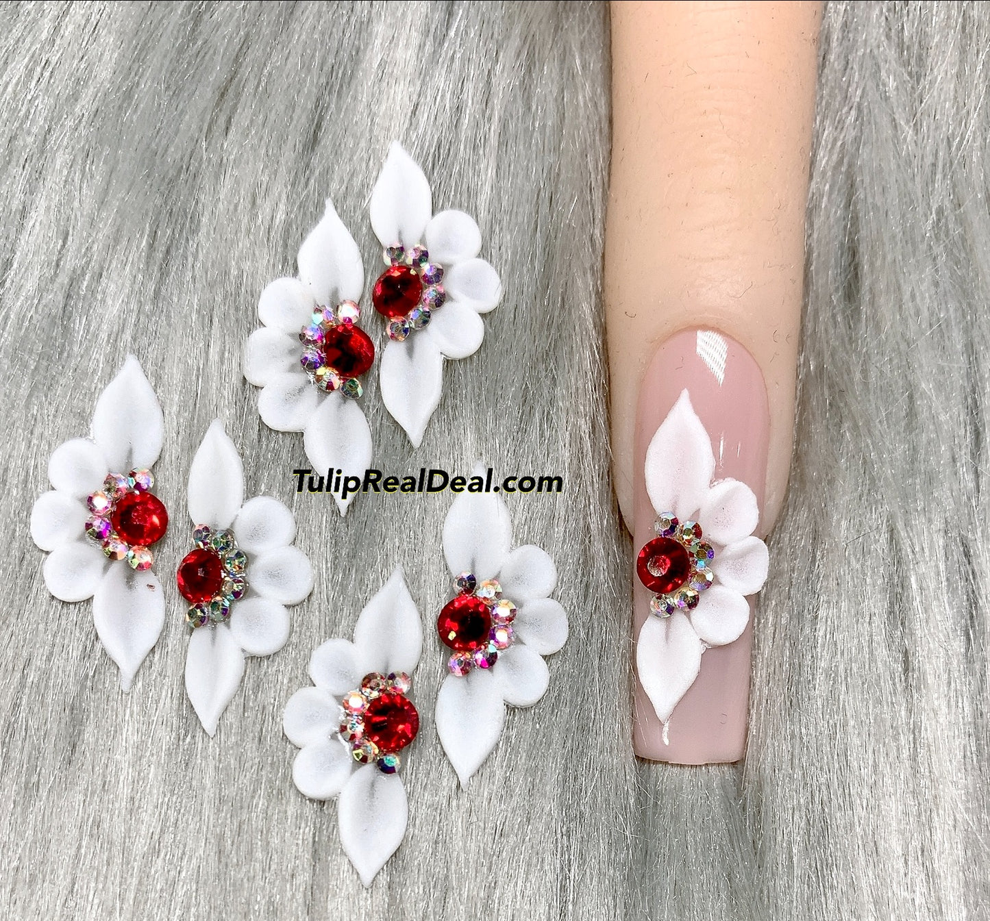 HANDMADE 3D Red AB Acrylic Flowers Christmas