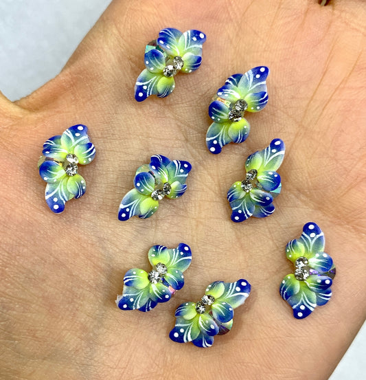 NEW 3D Acrylic BLUE Flowers