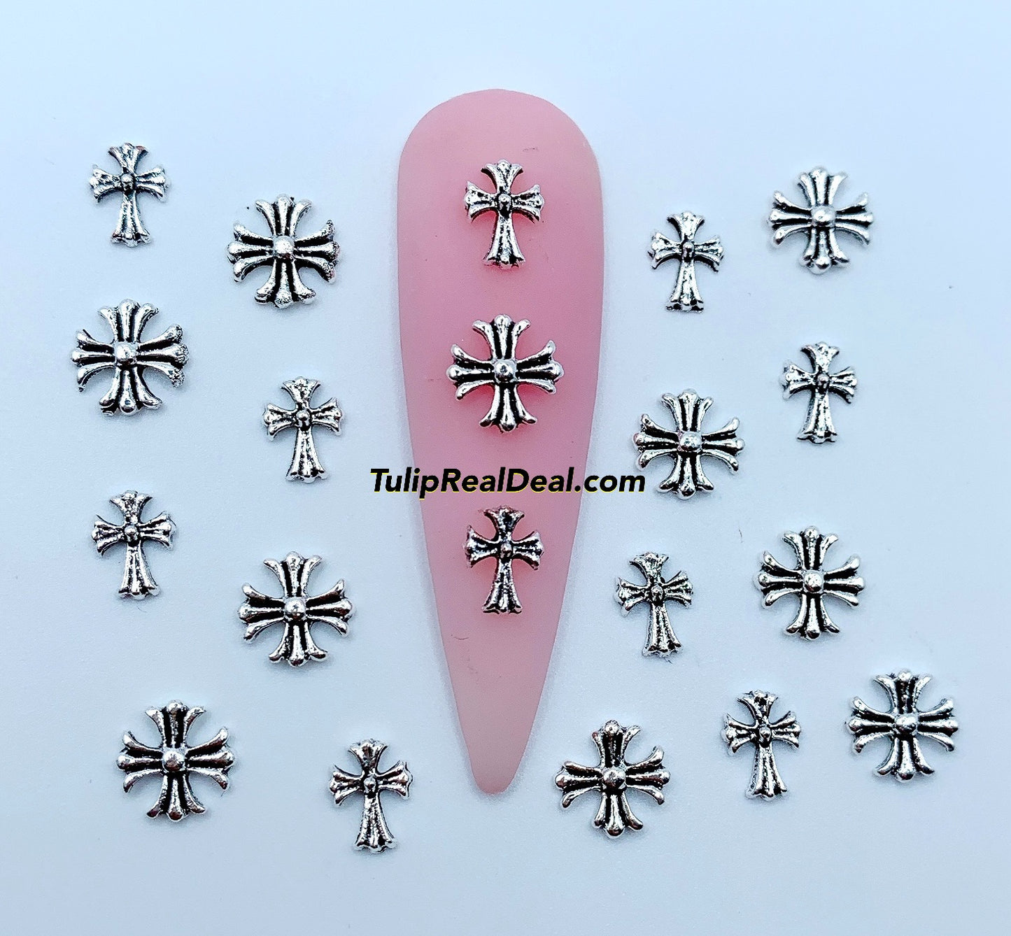 MINI Chrome ❤️ cross charms 20pcs