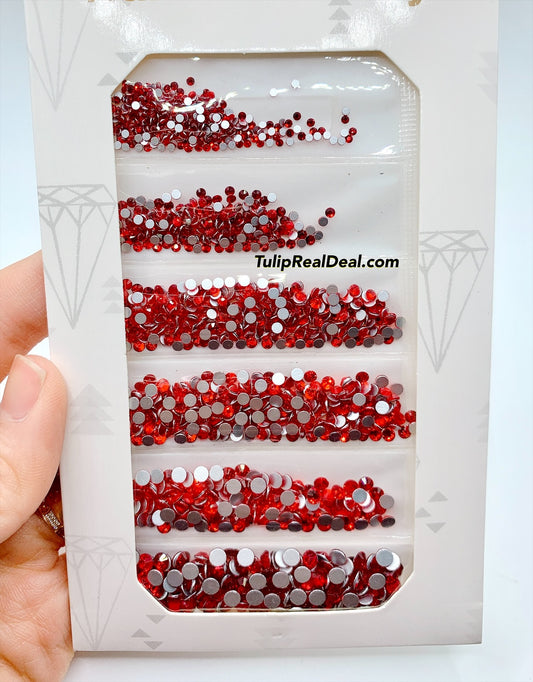 RED Flatback Rhinestones Mixed sizes