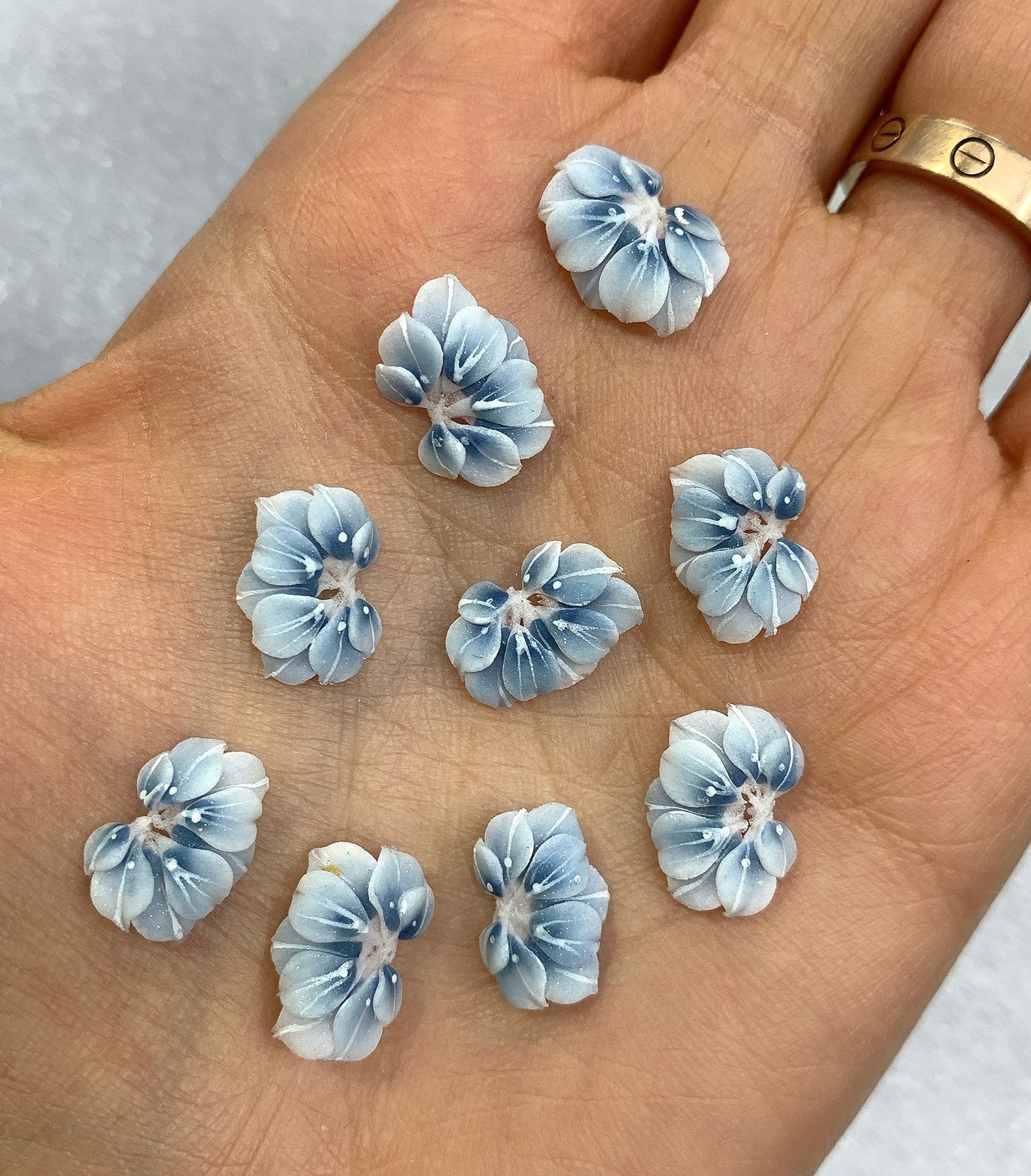 NEW 3D Acrylic BLUE Flowers