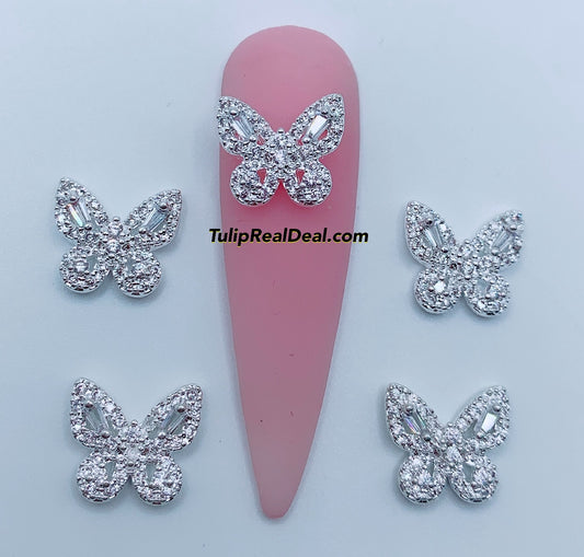 Zircon Bling Butterfly 3D charms 5pcs