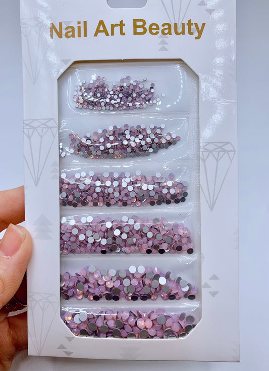 Pink OPAL Flatback Rhinestones Mixed sizes