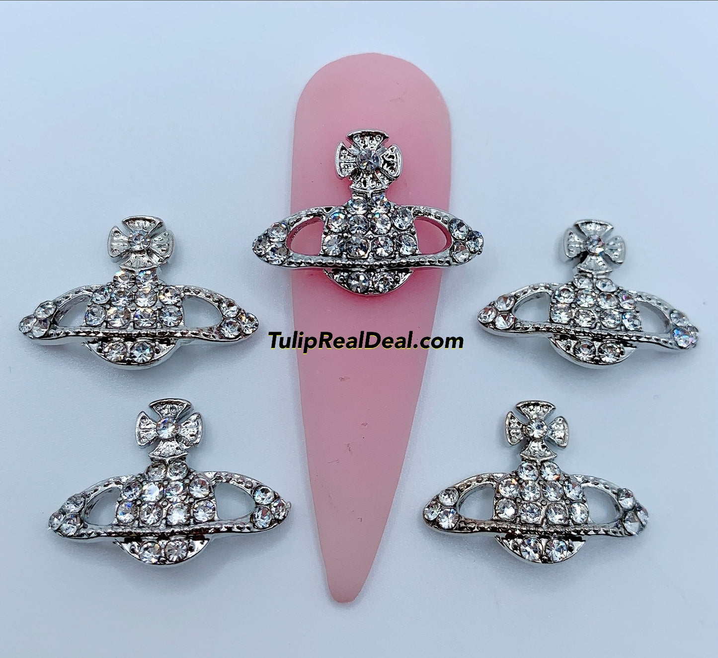 Bling SILVER Planet cross charms