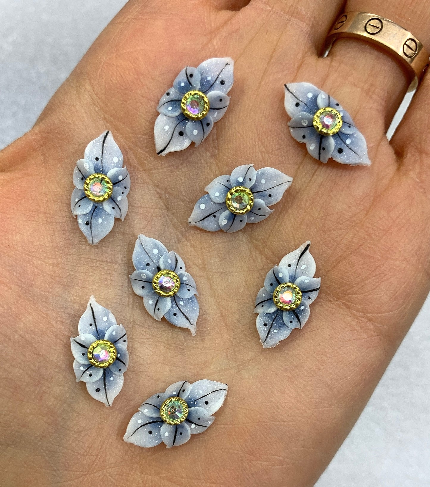 NEW 3D Acrylic BLUE Flowers