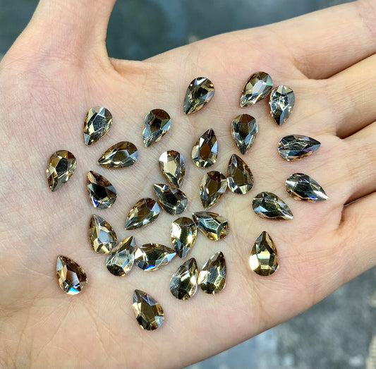 Gold Champagne Rhinestone Tear Drop Large