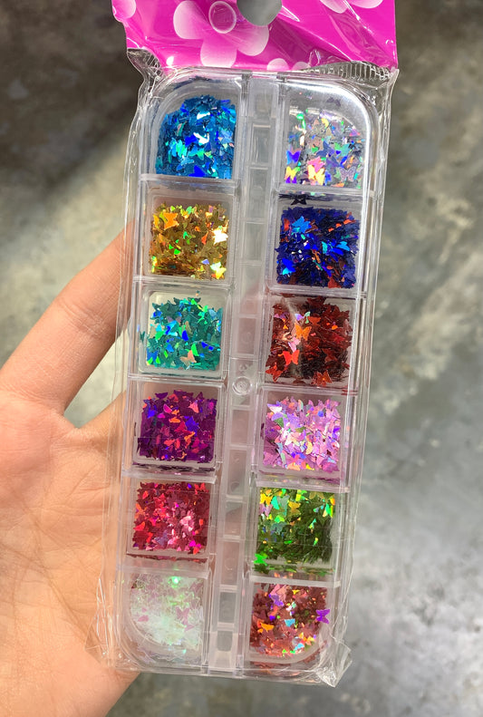 Butterflies Flakes set of 12 colors
