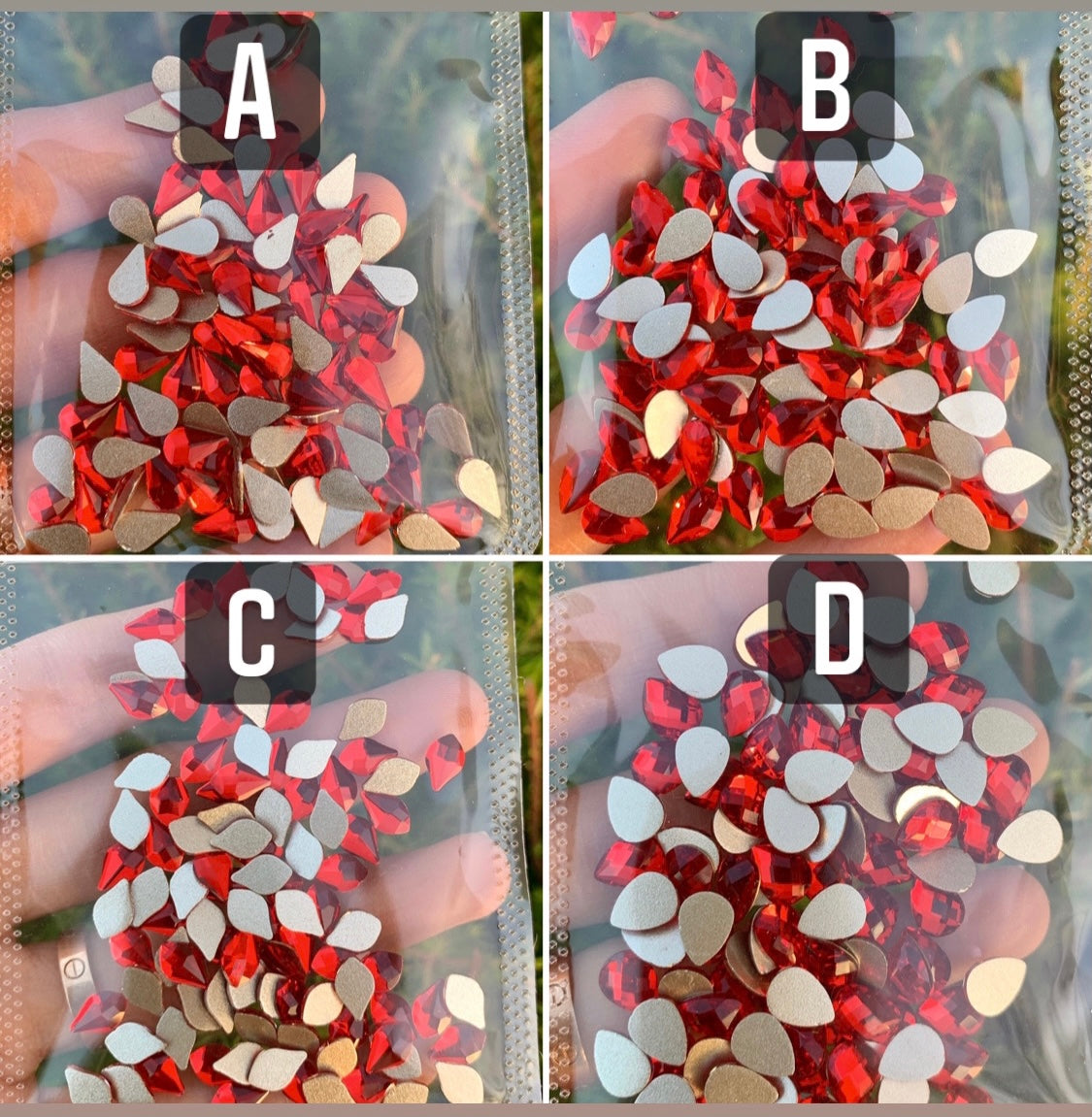 RED Rhinestone Pear/ Flame Rhinestones