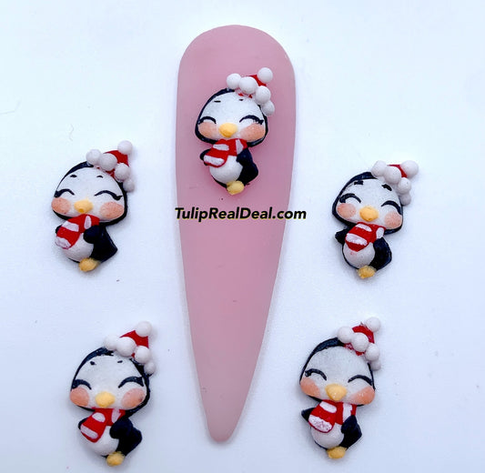 HANDMADE 3D Acrylic Christmas Penguins 4pcs