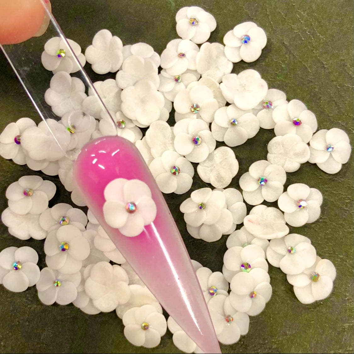 NEW 3D Acrylic White Flowers