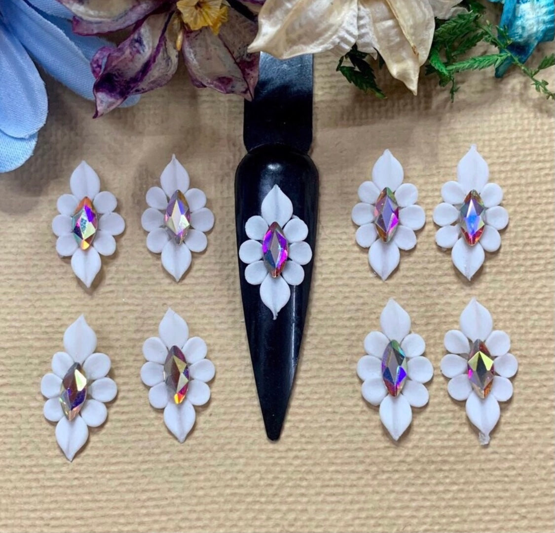 NEW 3D Acrylic White Flowers