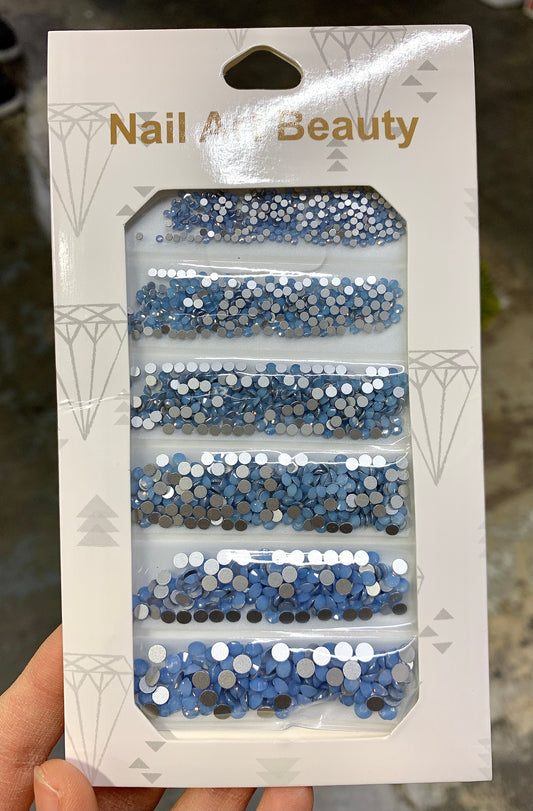 Blue Opal Flatback Rhinestones Mixed sizes
