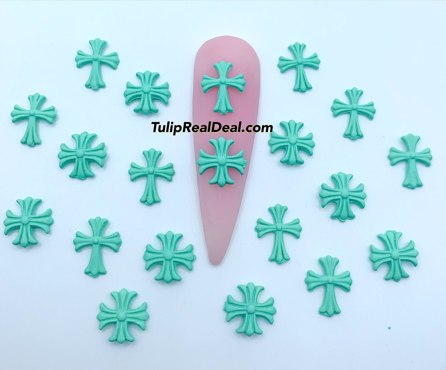 Green Mint Chrome 💚 cross charms 20pcs