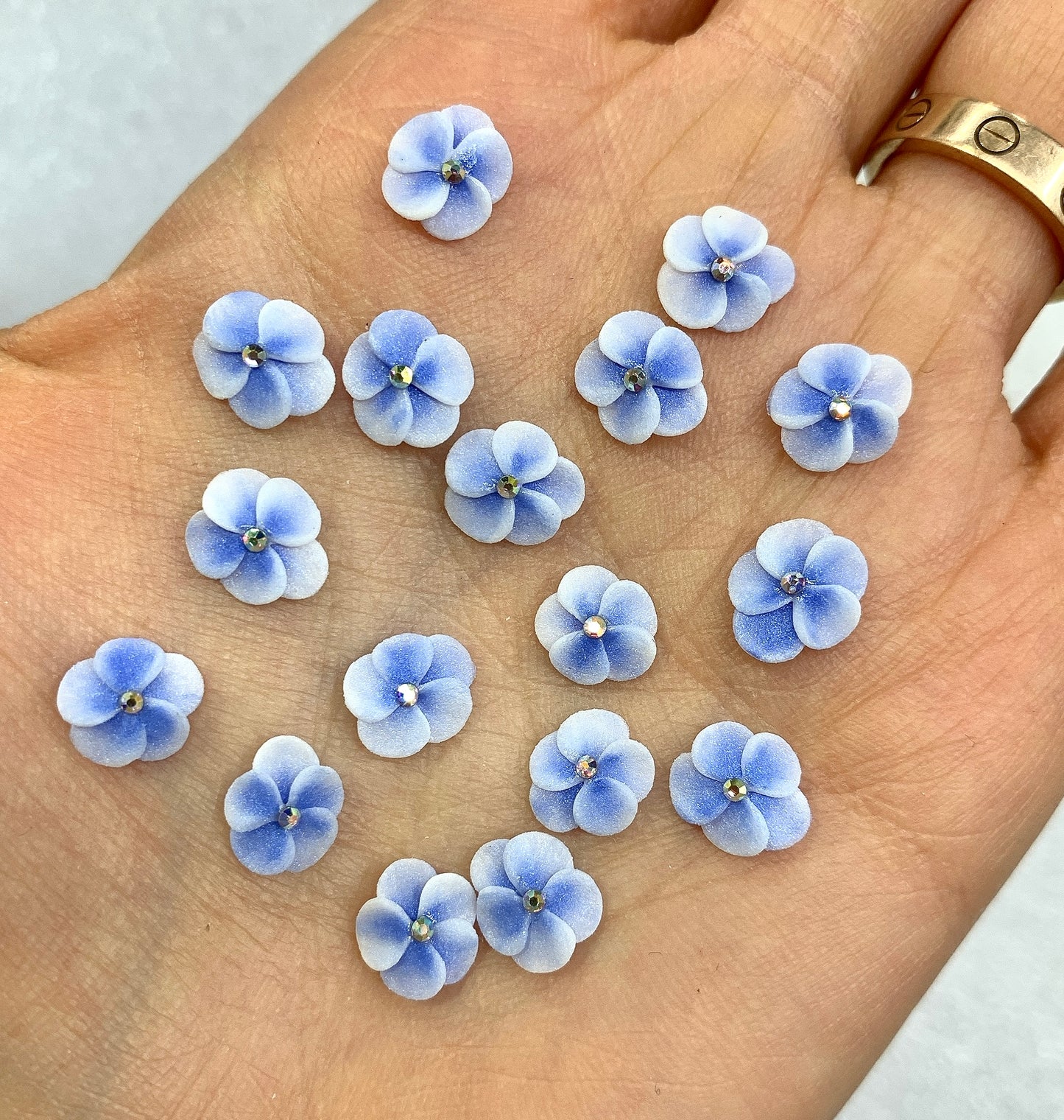 NEW 3D Acrylic BLUE Flowers