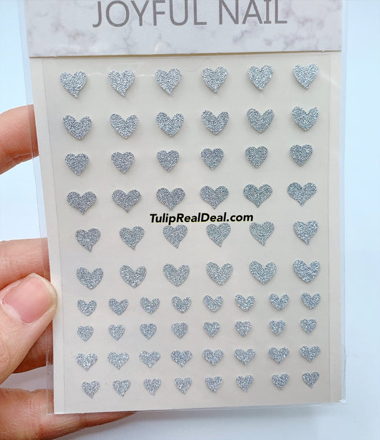 Sticker Valentine Silver Glitter Hearts