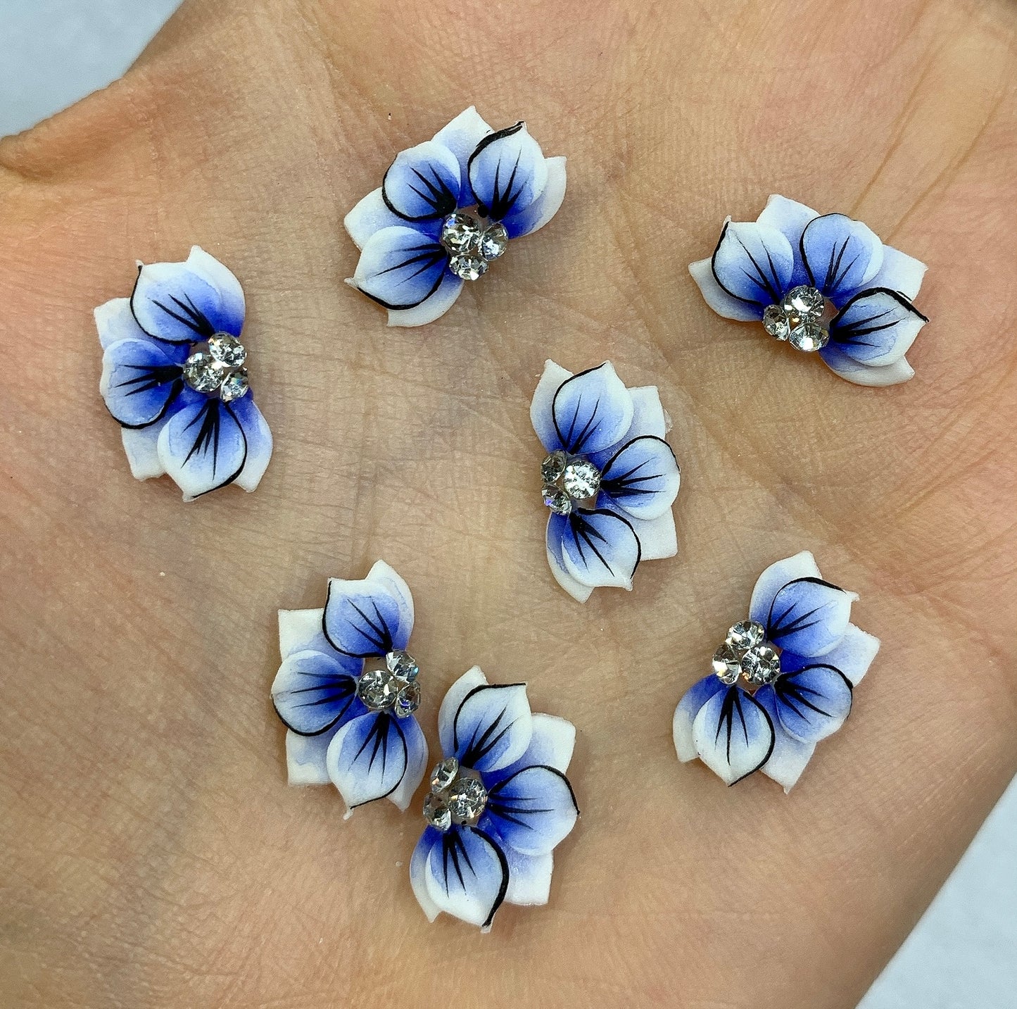 NEW 3D Acrylic BLUE Flowers