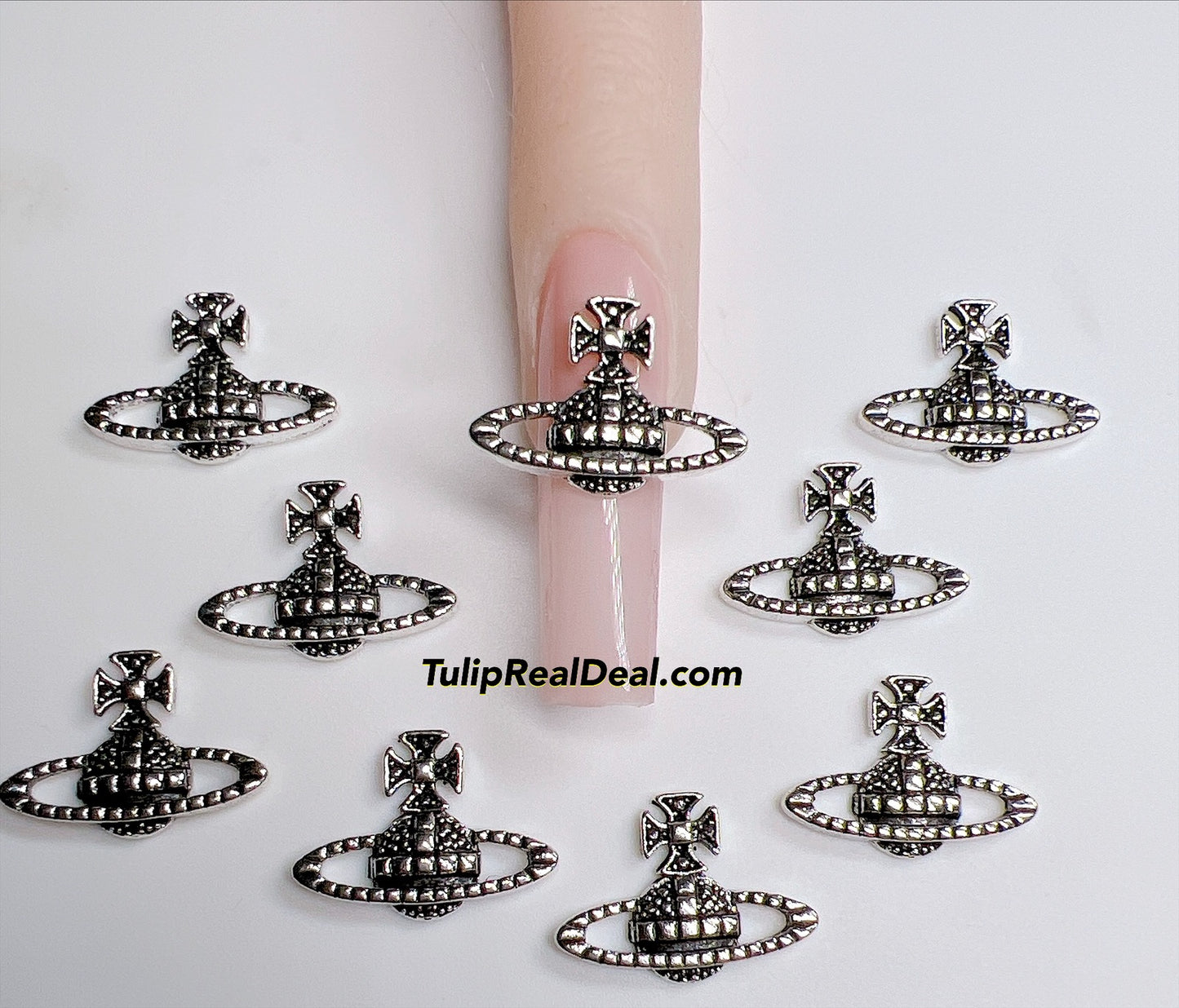 SILVER Planet cross charms 10pcs