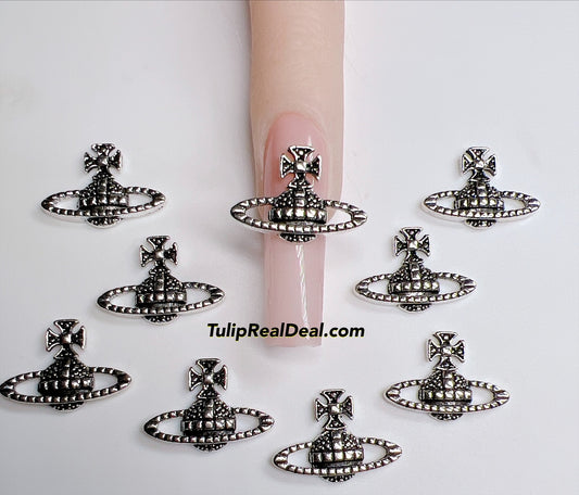 SILVER Planet cross charms 10pcs