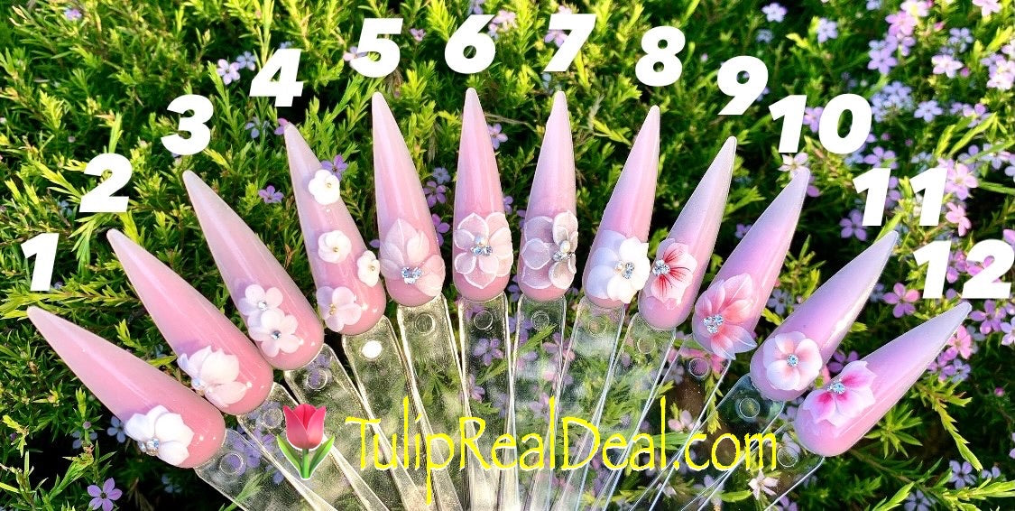 3D Flowers White/Pink Theme 4pcs