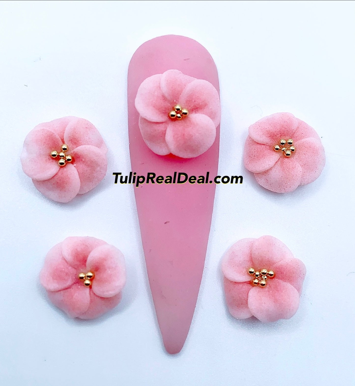 HANDMADE 3D Pink Acrylic Flowers 4pcs