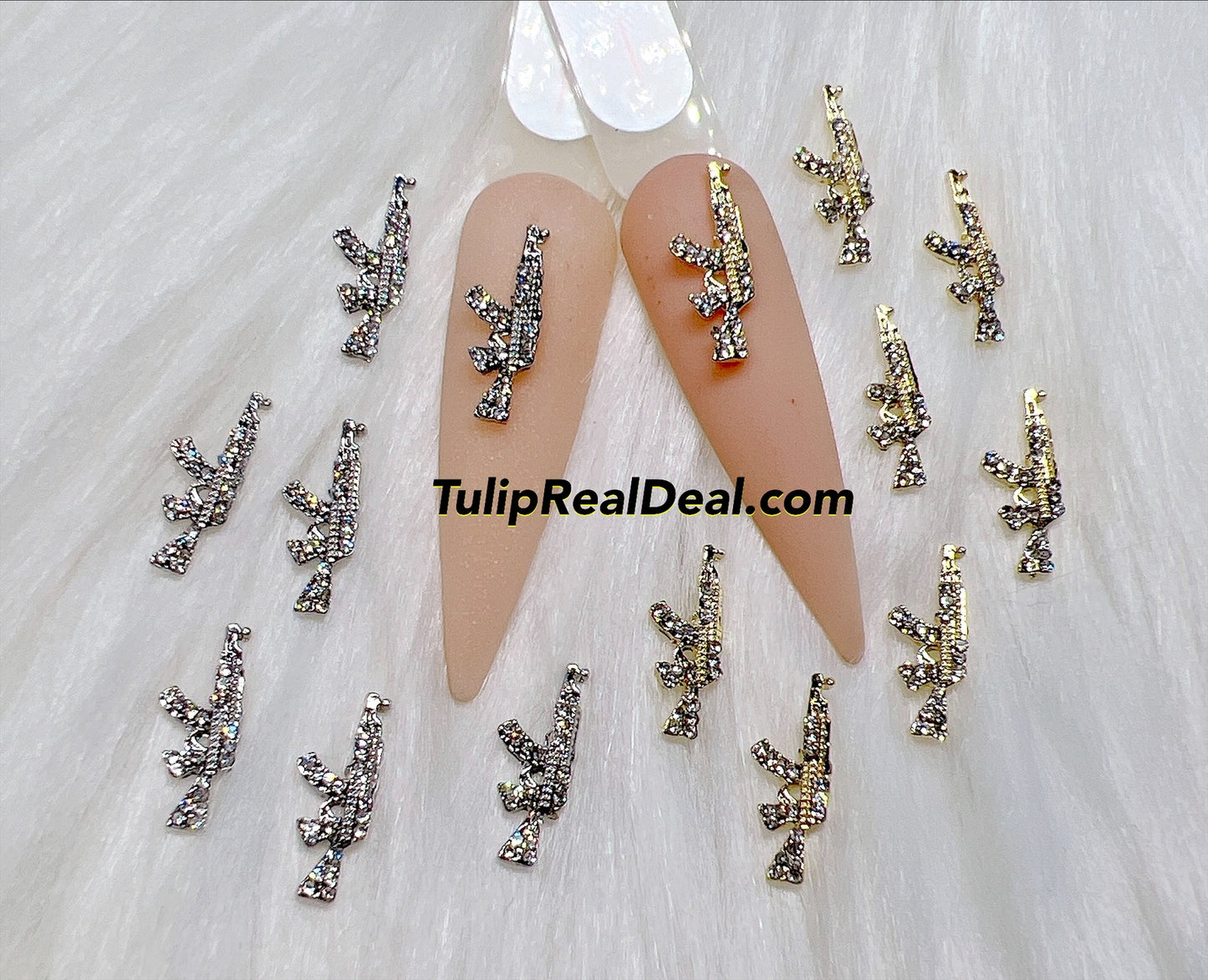 3D Mini Bling Gun Nail Charms 10pcs