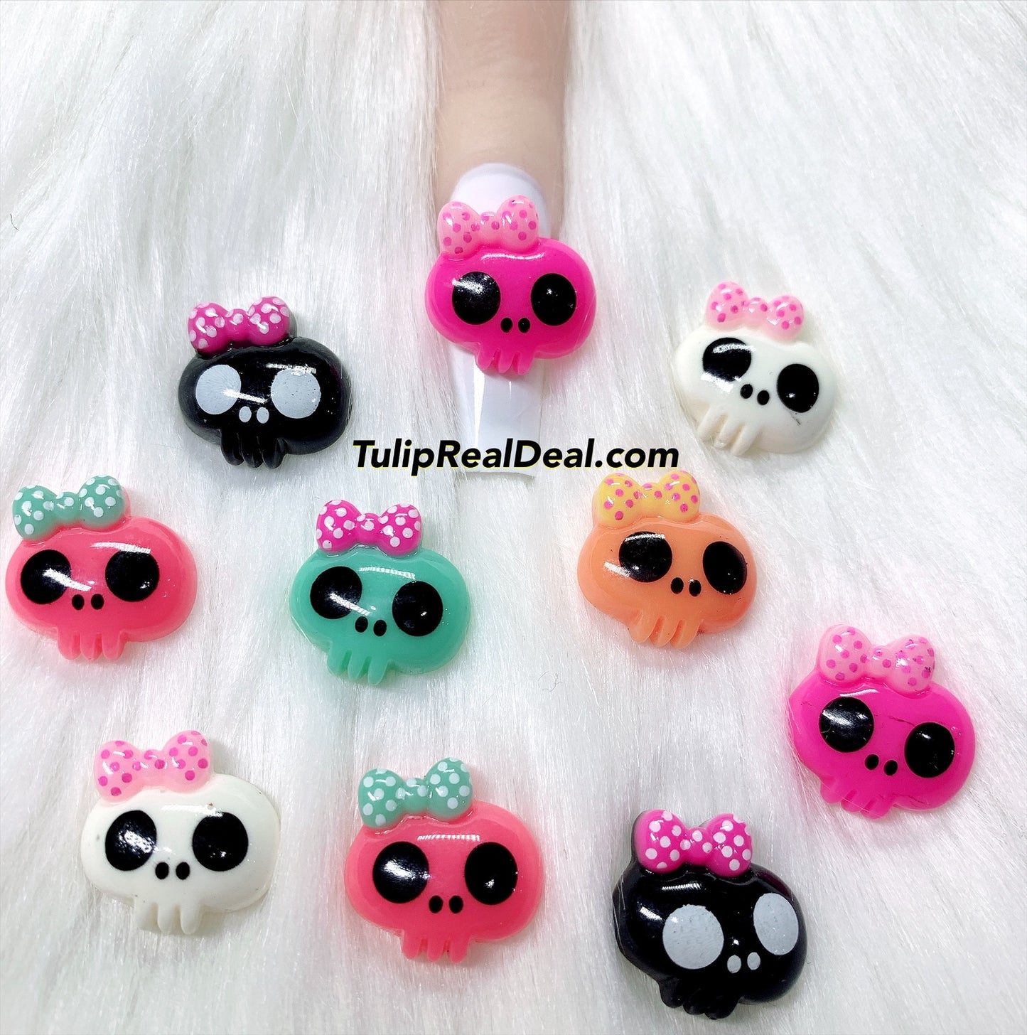 3D Halloween Skull Bows charms 8pcs