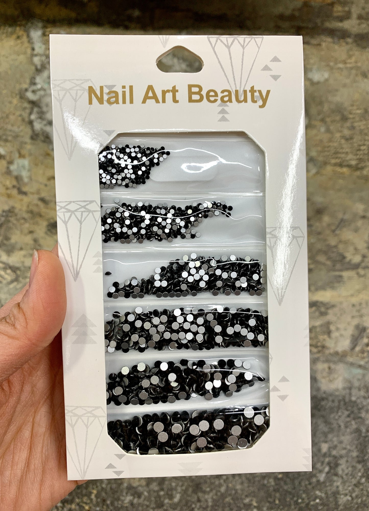 Black Rhinestones Round Mixed Sizes