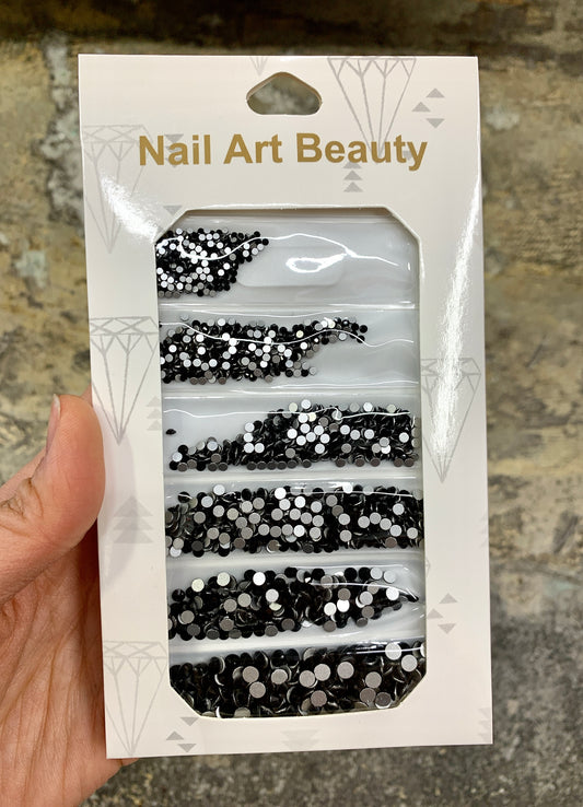 Black Rhinestones Round Mixed Sizes