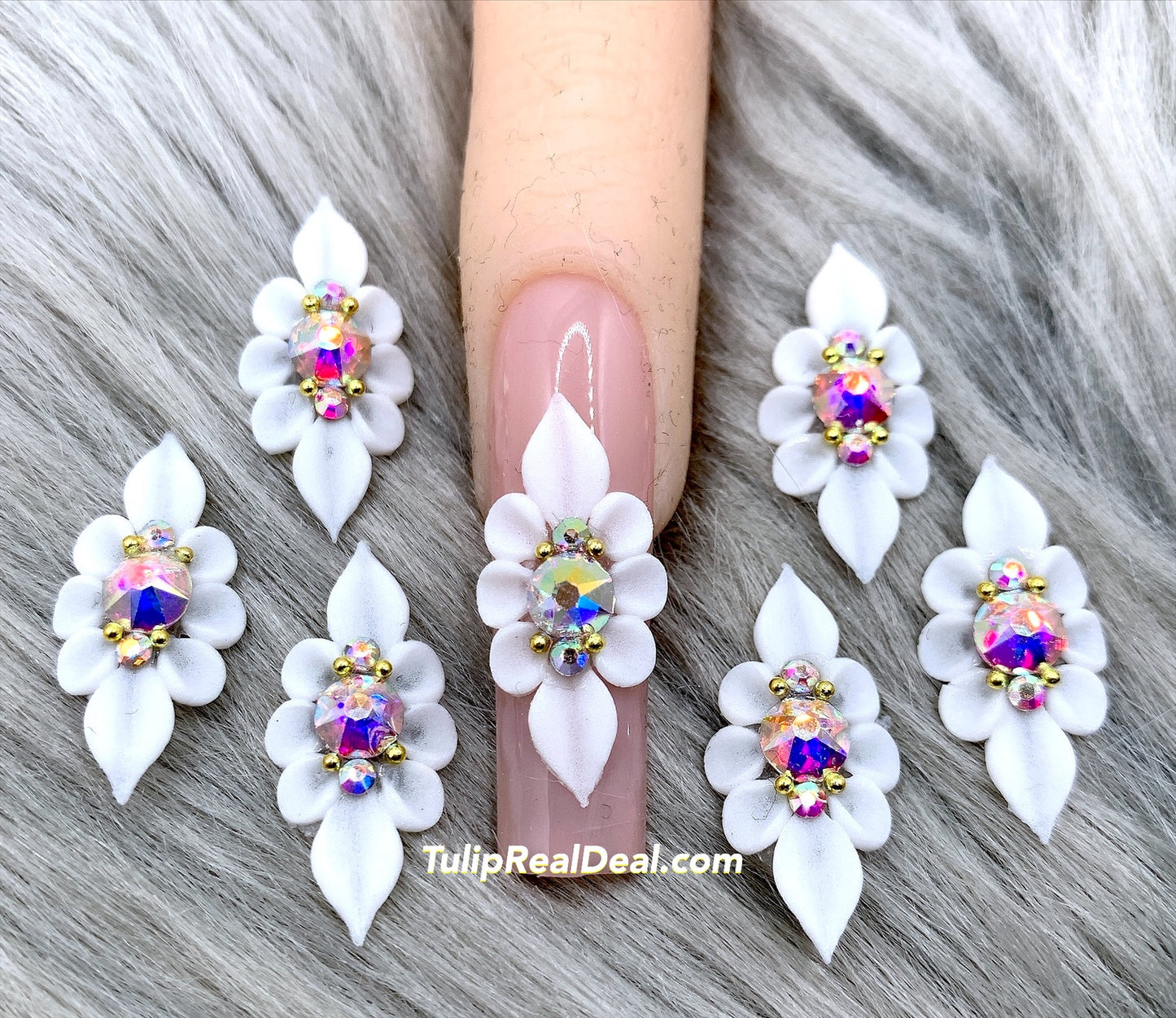 HANDMADE 3D WHITE Acrylic Flowers Full XL
