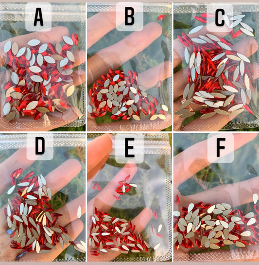 RED Rhinestone Teardrop/ Marquise Rhinestones